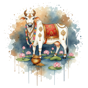 Handcrafted Kamdhenu Cow with Calf Idol for Prosperity & Peace