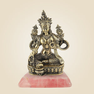 Brass Tara Mata Statue with Stone Base