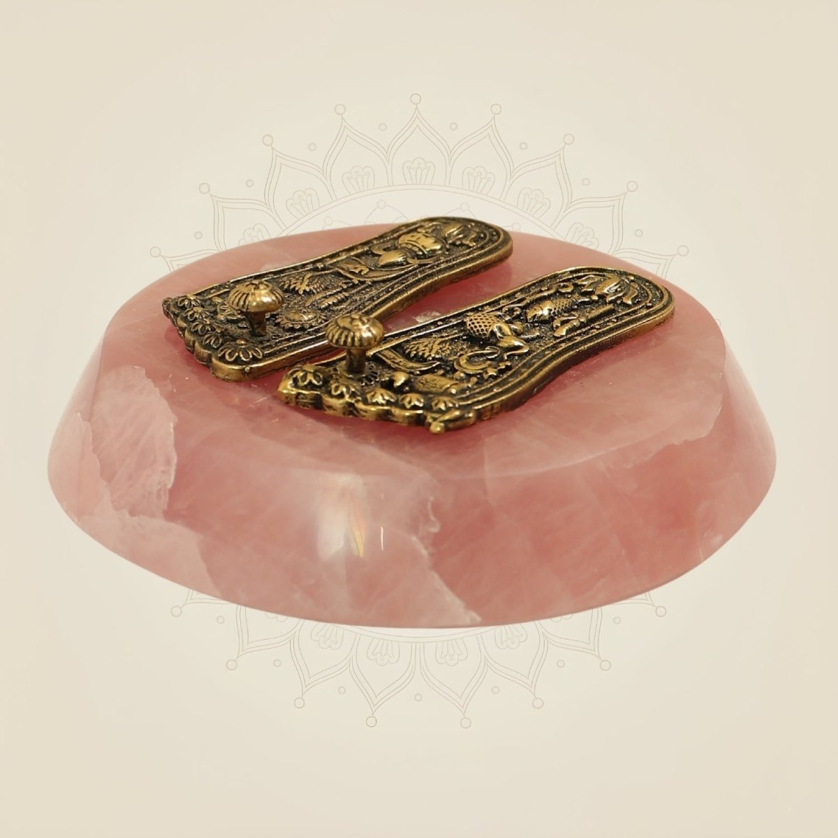 1.25" Brass Sacred Charan Paduka on Stone Base – Spiritual Vastu Decor - Luxeartisanship