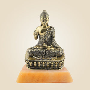 Brass Buddha Idol with Stone Base