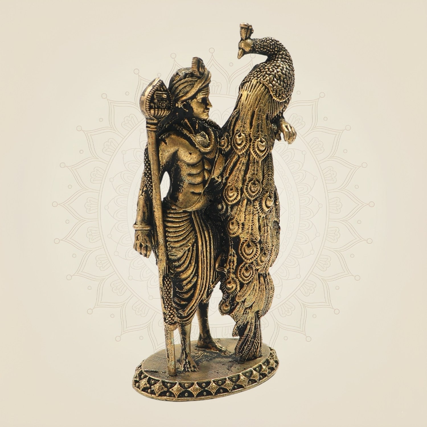 Bronze Lord Murugan with Peacock Panchaloha Statue 4"– Detailed South Indian Art