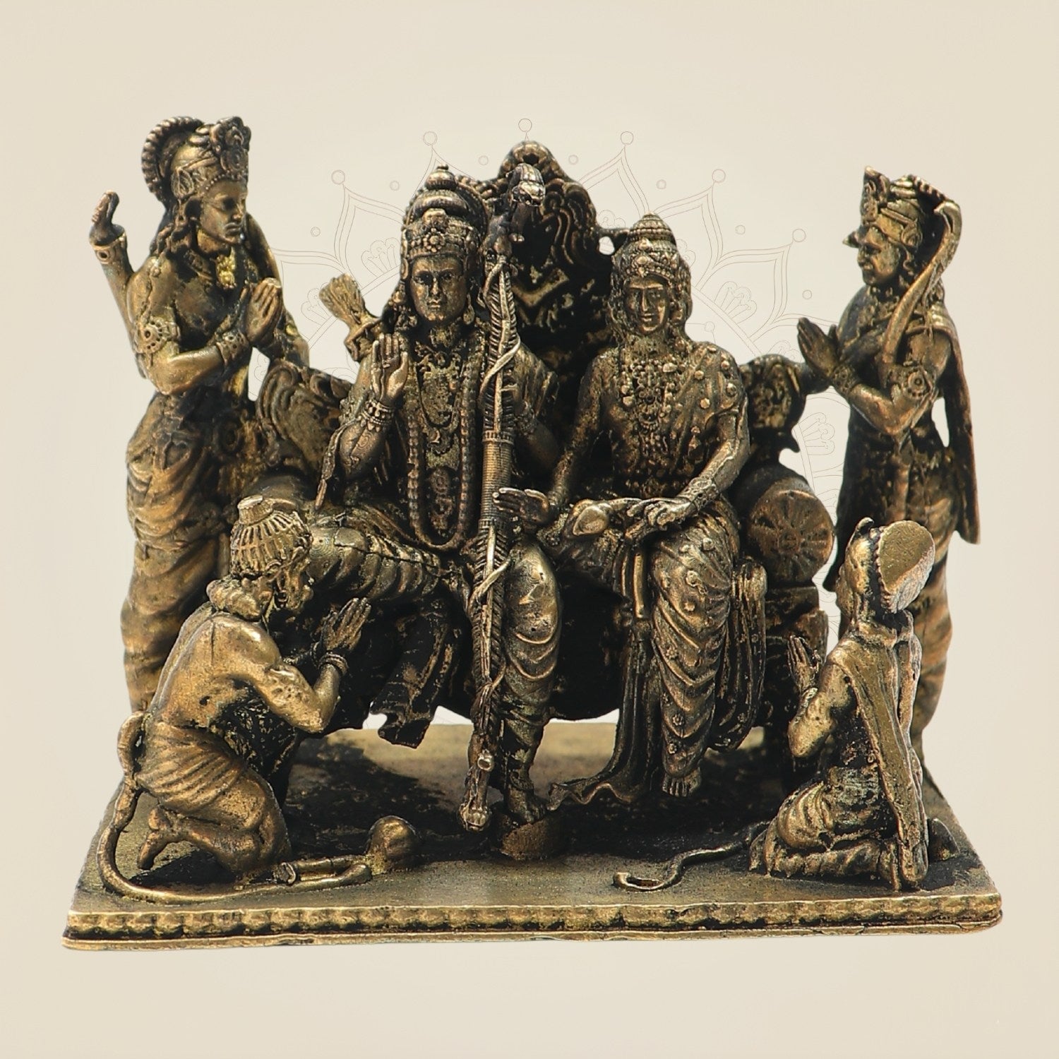 Bronze Ram Darbar with Devotees – Intricately Cast Premium Panchaloha Idol Set 2.5"