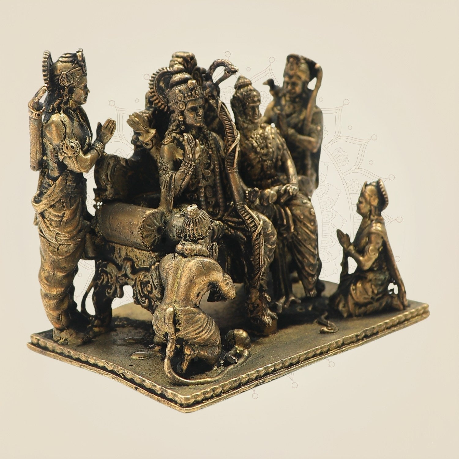 Bronze Ram Darbar with Devotees – Intricately Cast Premium Panchaloha Idol Set 2.5"