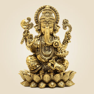 Brass Chaturbhuj Ganesha Idol