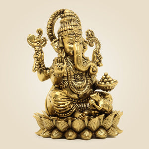 Brass Chaturbhuj Ganesh Murti