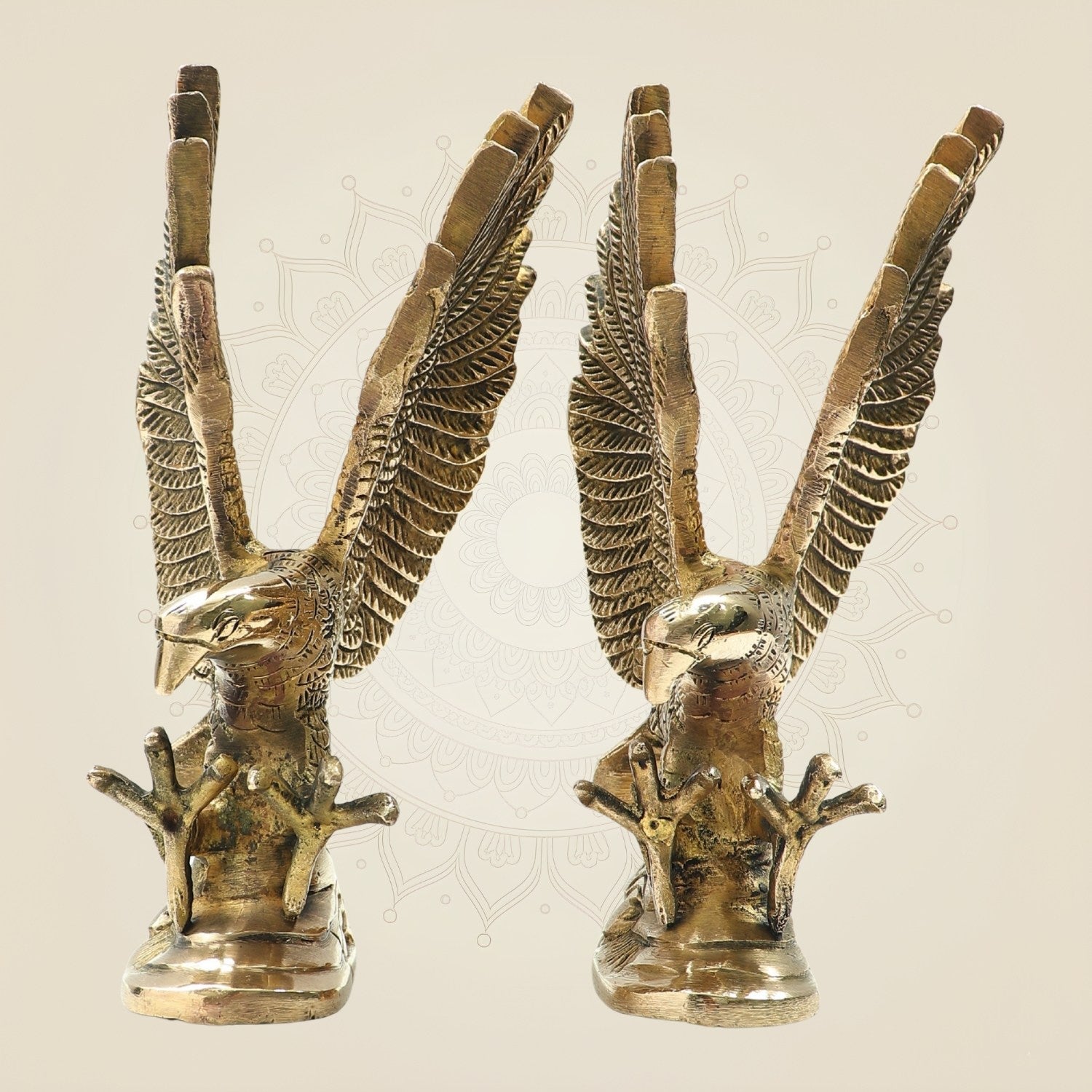 Brass Eagle Pair Showpiece 7.5" – Detailed Art for Powerful