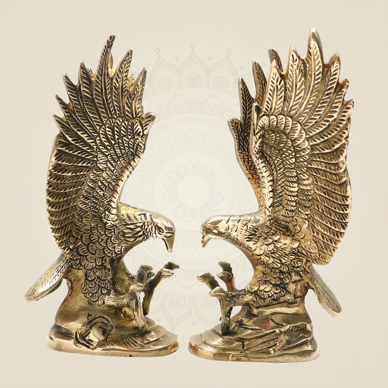 Brass Eagle Pair Showpiece 7.5" – Detailed Art for Powerful