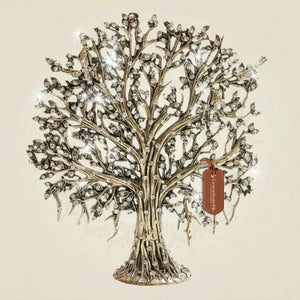 6.25 inch Brass Kalpavriksha Tree Idol with Elegant Rhinestone Detailing