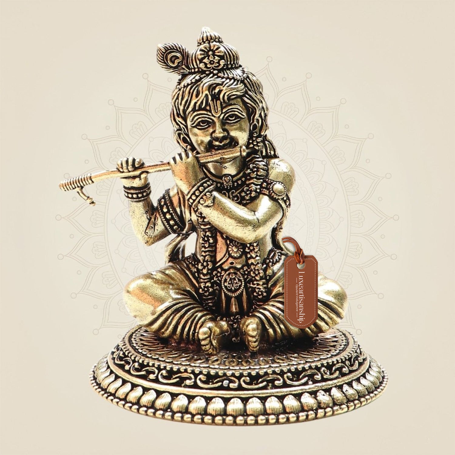 Kanha Playing Flute Brass Idol - Luxe Aartisanship