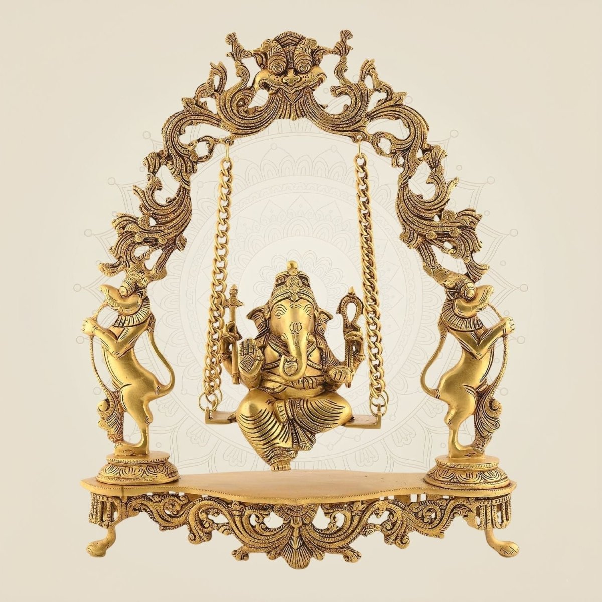 18" Ganesha on Jhula Brass Idol