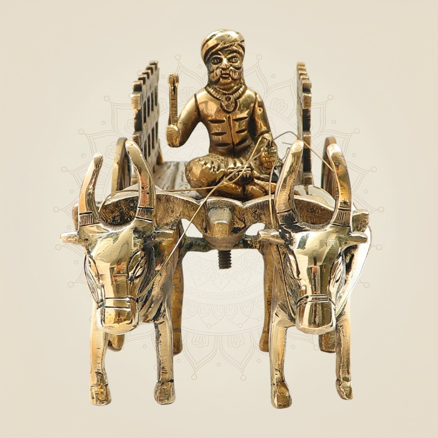 Handcrafted Brass Bullock Cart Figurine – A Timeless Tribute to Rural India