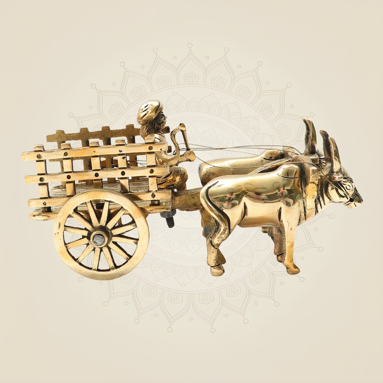 Handcrafted Brass Bullock Cart Figurine – A Timeless Tribute to Rural India