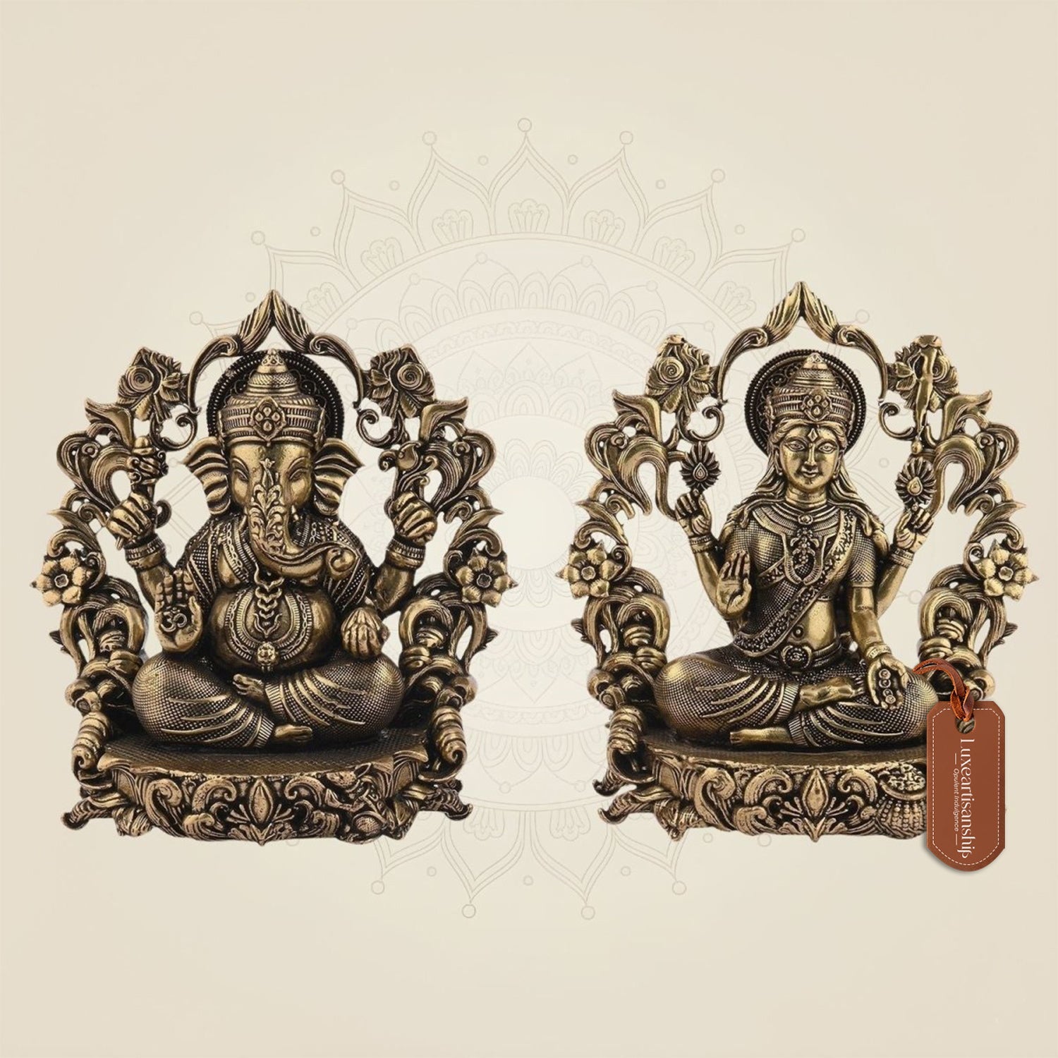 Brass Ganesha Laxmi Murti