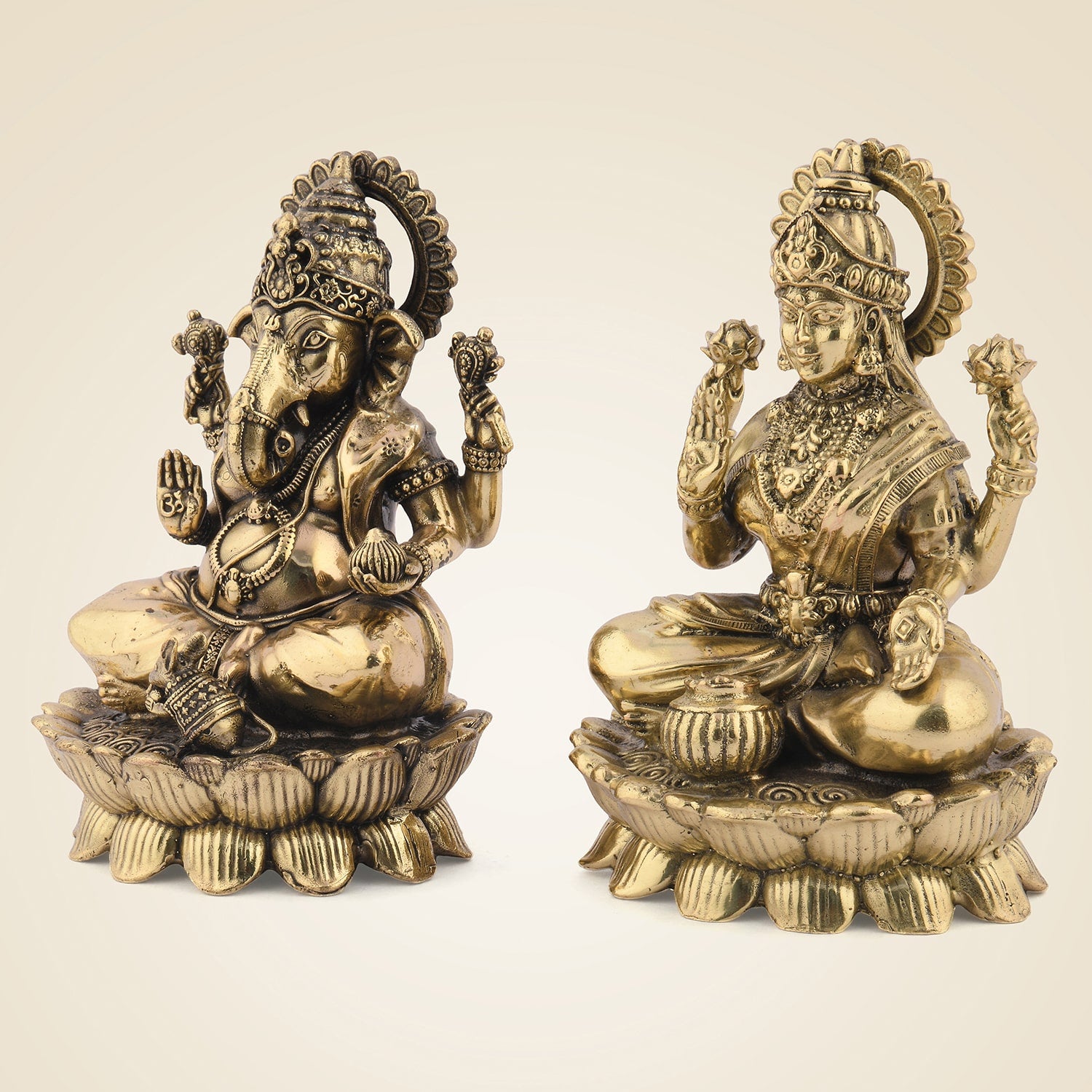Divine Ganesha Laxmi on Lotus Idol 4.5" Superfine Statue for Spiritual Decor