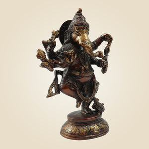 Brass Dancing Ganesha Idol