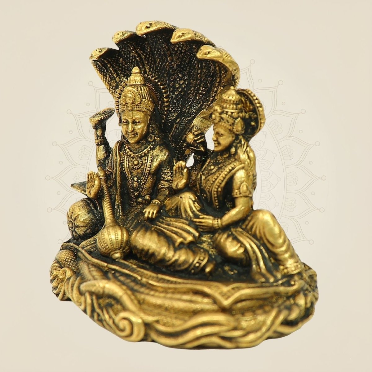 2.25" Bronze Lakshmi Narayana Idol – Divine Laxmi Vishnu Murti Set - Luxeartisanship