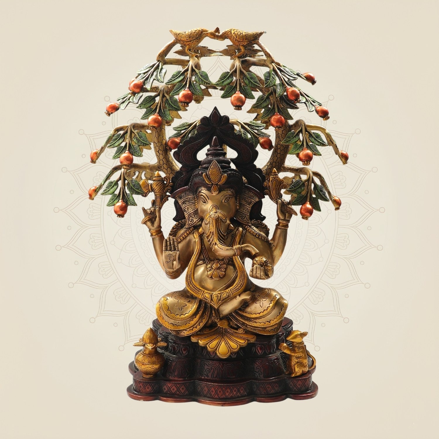 24.5" Brass Ganesha with Tree – Perfect Blend of Art and Spirituality