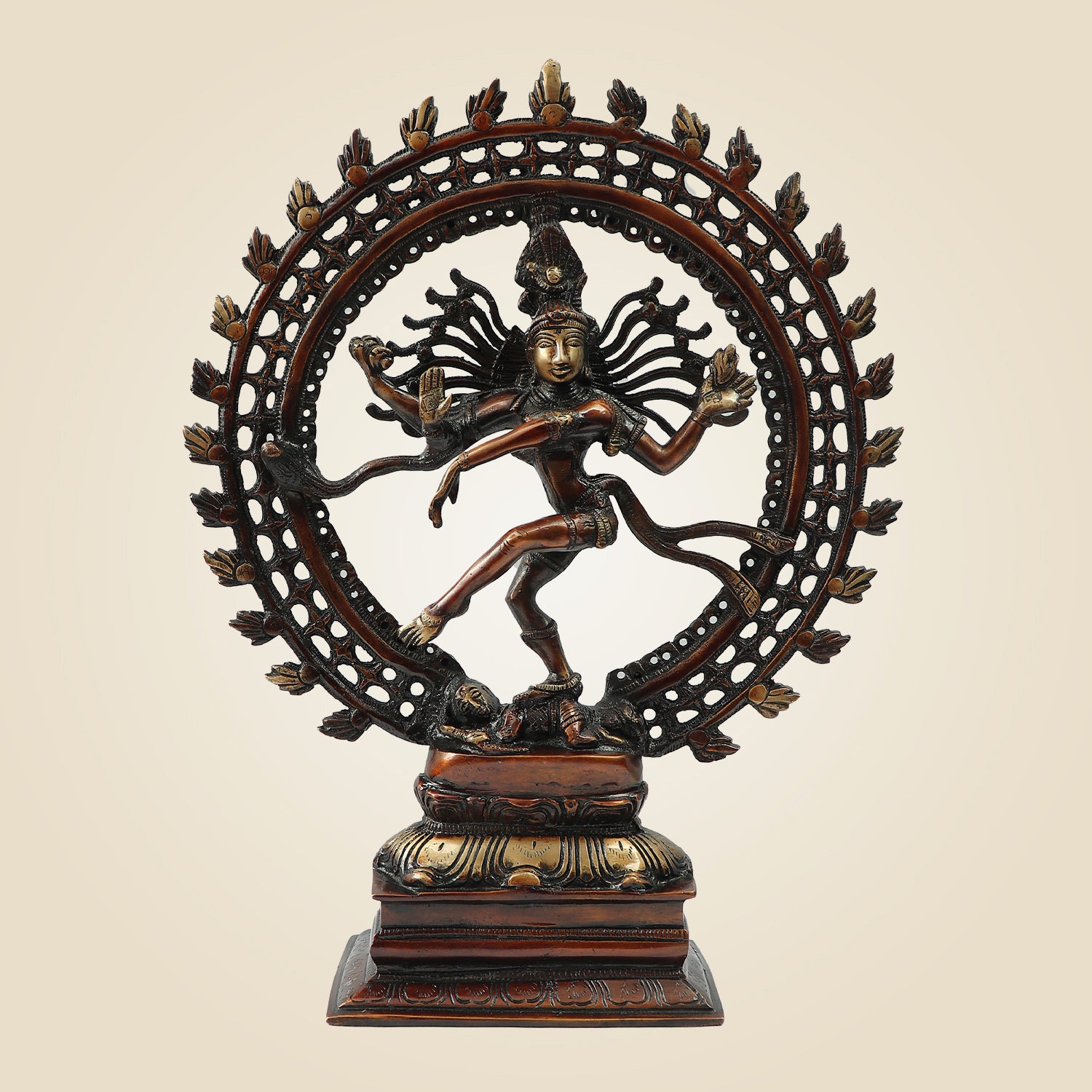 Traditional Artwork Brass Nataraja Idol | Dancing Shiva Statue 17" for Spiritual Home & Temple Decoration