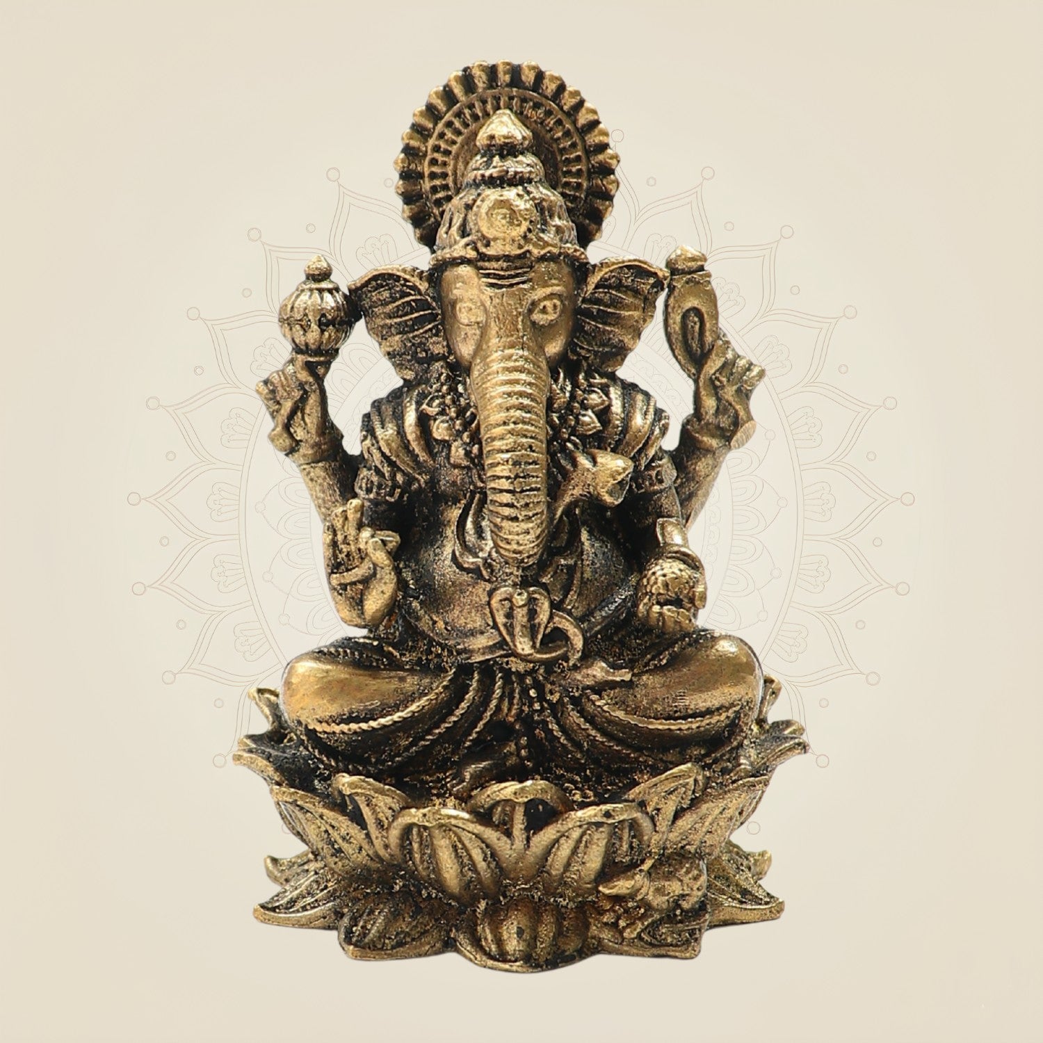 2.5" Bronze Lord Ganesha on Lotus – Elegant Ganesh Panchaloha Murti