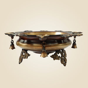 Brass Peacock Urli Bowl with Bells