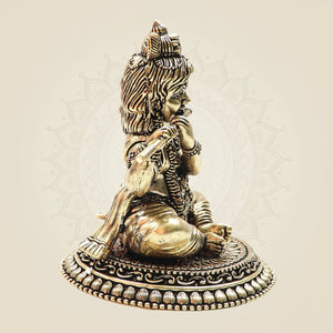 Kanha Playing Flute Brass Statue