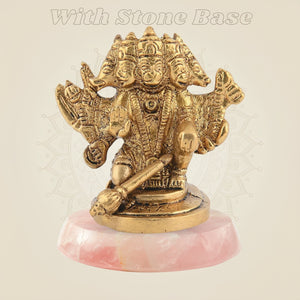 Brass Panchmukhi Hanuman Sculpture with Stone Base - Luxe Artisanship