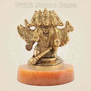 Brass Panchmukhi Hanuman Sculpture with Stone Base - Luxe Artisanship