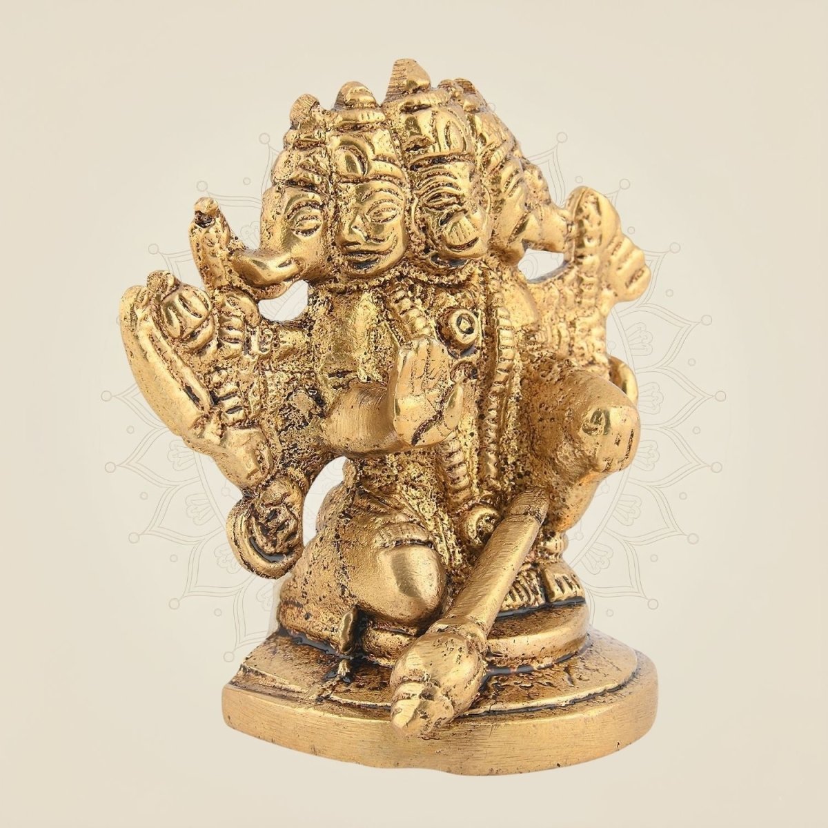 2.75" Panchmukhi Hanuman Brass Idol – Small Handcrafted Statue - Luxeartisanship