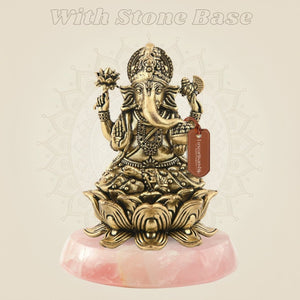 Pure Brass Ganesha Idol with stone base