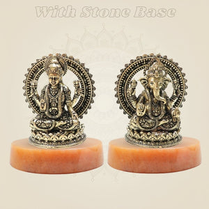 3" Brass Lakshmi Ganesha Idol & Statue for Wealth, Luck & Positive Energy - Luxeartisanship