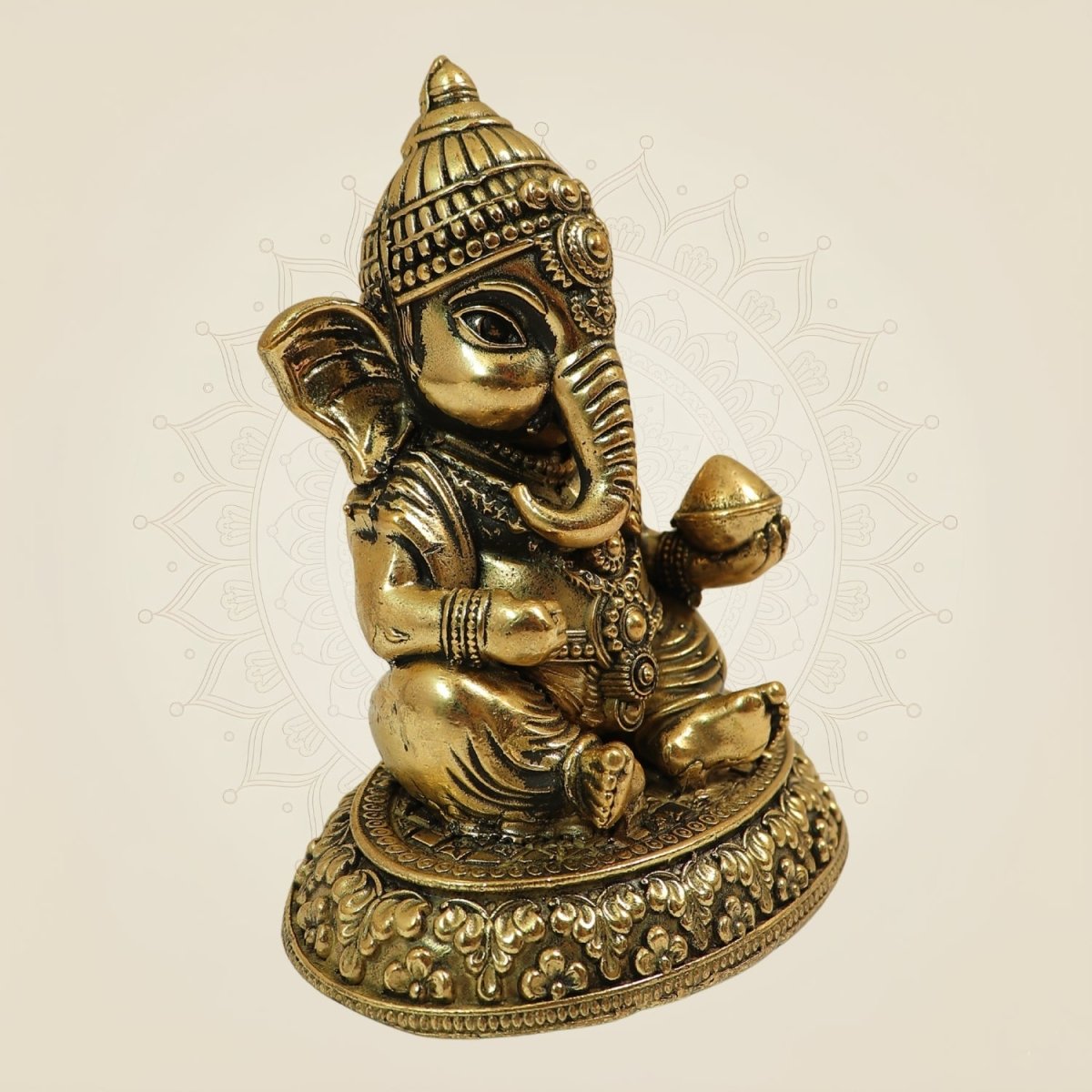 3 inch Bal Ganesha Brass Idol – Handcrafted for Home Temple & Pooja Decor - Luxeartisanship