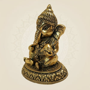 3 inch Bal Ganesha Brass Idol – Handcrafted for Home Temple & Pooja Decor - Luxeartisanship