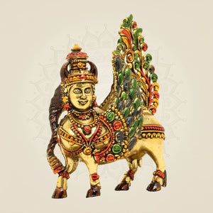 3" Inch Kamdhenu Cow Idol – Pure Brass Lightweight Vastu Approved for Home - Luxeartisanship