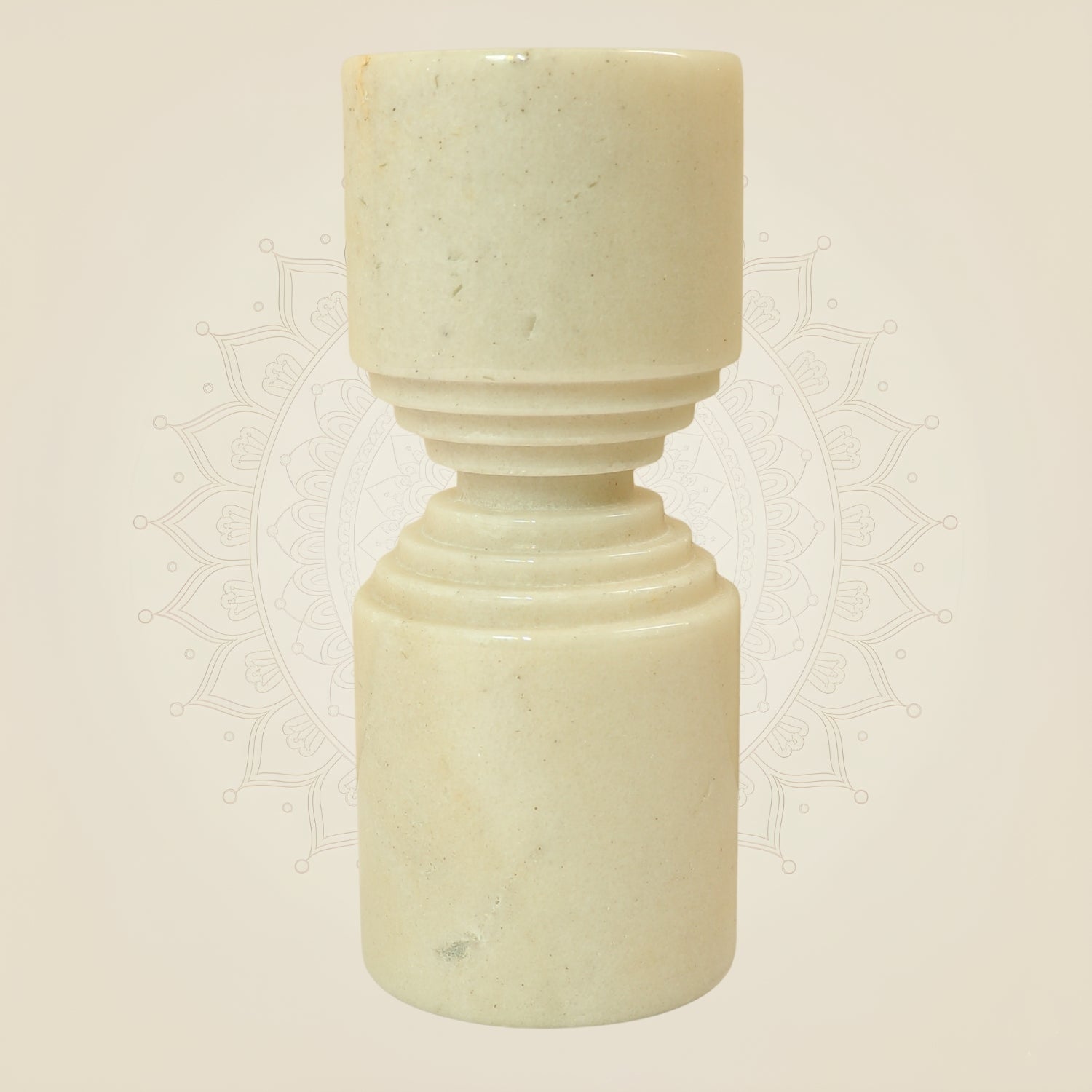 Cream Marble Candle Holder 7 Inch Premium Handcrafted Home Décor Accent