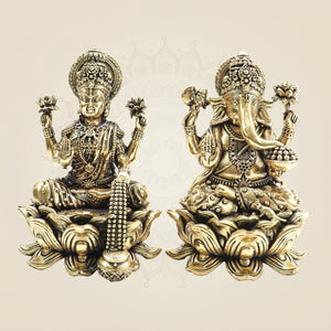 Brass Lakshmi Ganesha Idol Pair