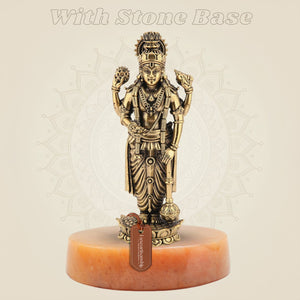 Brass Vishnu Idol with Stone Base