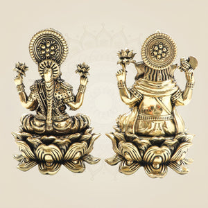 Lakshmi Ganesh Brass Statue Pair - Luxeartisanship