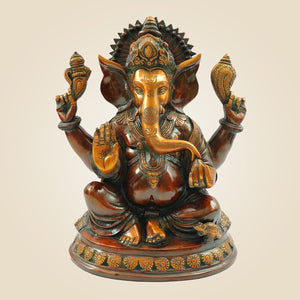 Brass Blessing Ganesha Idol