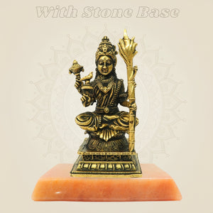 Bronze Tripura Sundari Murti or Lalita Devi with gemstone base