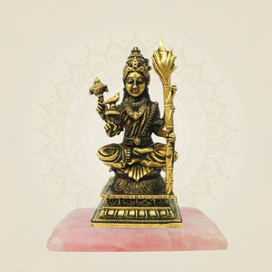 Handcrafted Goddess Kamakshi Bronze Idol on stone base