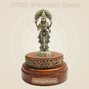 3.25" Vasavi Kanyaka Parameshwari Devi Brass Idol on Wooden Stand - Luxeartisanship
