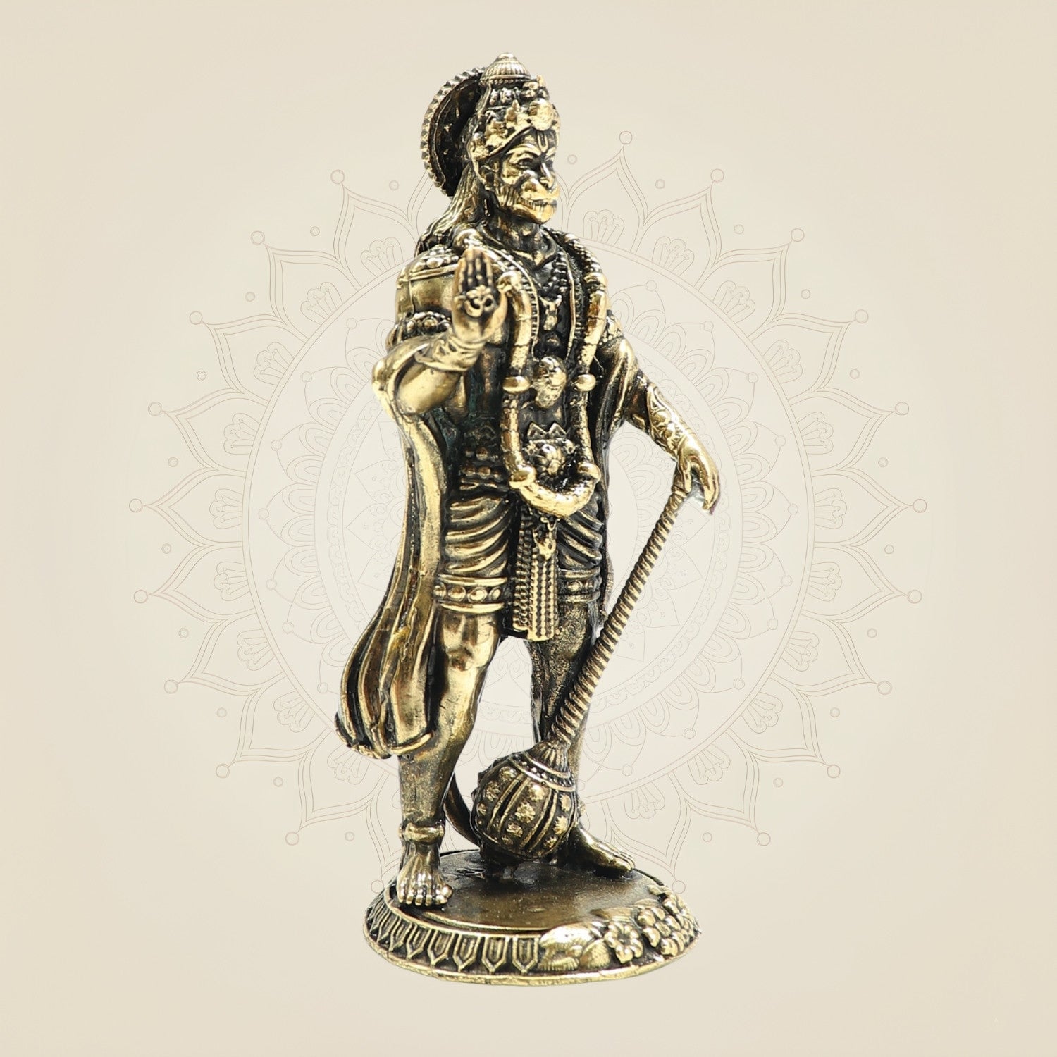 Brass Standing Hanumanji Statue 4" - Fine-Detail Bajrangbali Statue