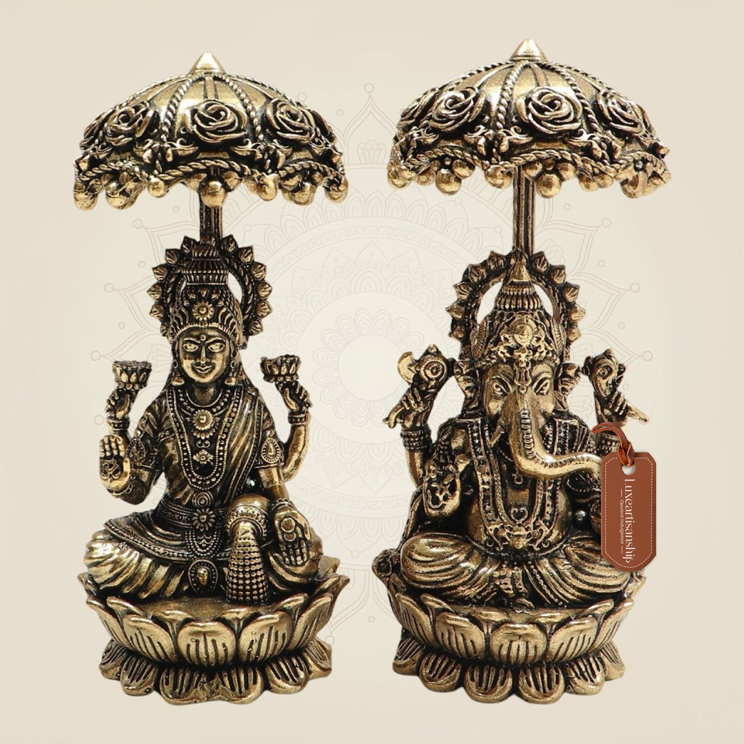 Umbrella Brass Laxmi Ganesh Idol