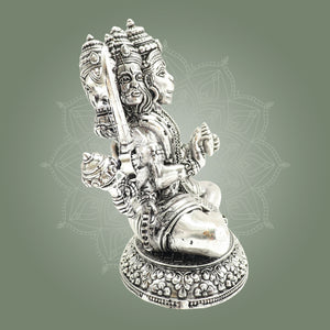 Brass Silver Panchmukhi Hanuman Sculpture
