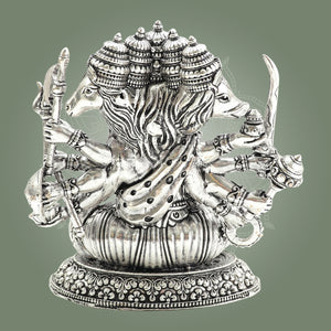 Brass Silver Panchmukhi Hanuman Statue