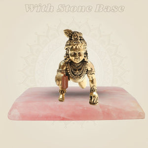 3.5" Pure Brass Laddu Gopal Idol - Handcrafted Bal Gopal Murti for Pooja & Decor - Luxeartisanship
