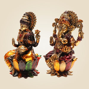 Brass Laxmi Ganesha Idol
