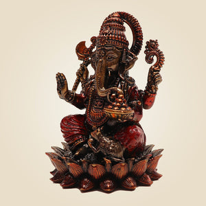 Brass Chaturbhuj Ganesh Idol - Luxeartisanship