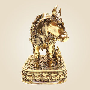 Brass Kamdhenu Cow idol with Calf Idol