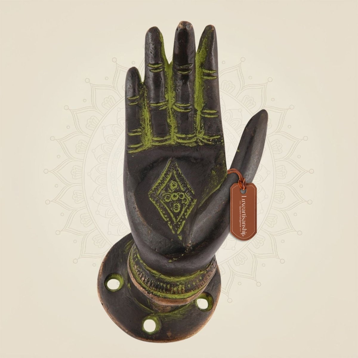 3.75" Buddha Blessing Hand Brass Door Handle